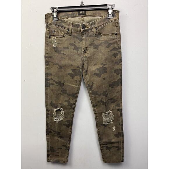 Hudson Jeans Womens 27 Green Brown Camo Krista Ankle Super Skinny Stretch - Picture 1 of 10